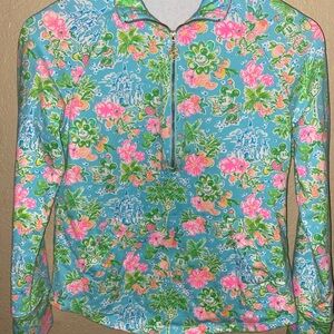 Lilly Pulitzer Blue and Pink Floral Top. Disney print.